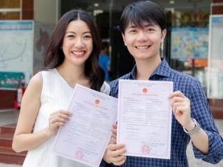 Á hậu quốc tế Thuý Vân cùng chồng doanh nhân đã đăng ký kết hôn