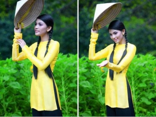 Hoa hậu Trương Thị May cũng từng thực hiện rất nhiều bộ ảnh đẹp với áo ba ba…