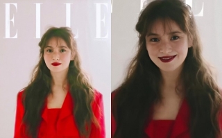 Hình ảnh mới nhất của Song Hye Kyo trên ấn phẩm tạp chí Elle Singapore tháng 5 với tone makeup và phần tóc khá nặng nề giúp mỹ nhân xứ Hàn như già thêm vài tuổi