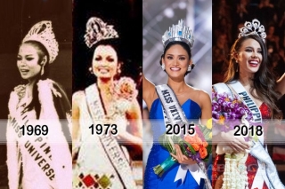4 Miss Universe đã hoan thành 3 gam màu trên quốc kỳ.