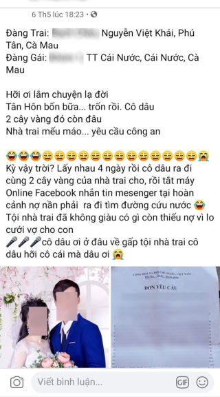 Cô dâu mang vàng biến mất sau ngày cưới: Nhà gái trả lại vàng - Ảnh 2.