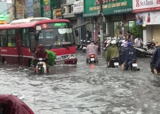 Cây đổ, đường phố Sài Gòn mênh mông nước sau trận mưa cực lớn - Ảnh 7.