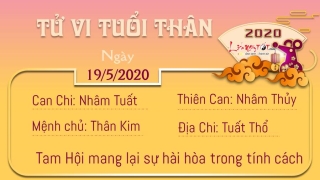 Tu vi 12 con giap - Tu vi ngay 19052020 - Tuoi Than