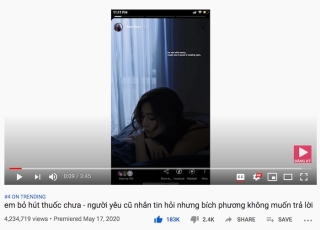 Trên mặt trận YouTube, MV “em bỏ hút Thuốc chưa?” đã đạt hơn 4.2 triệu lượt xem sau 2 ngày, đạt top 4 trending Việt Nam. Bên cạnh đó, hai bản instrumental của “em bỏ hút Thuốc chưa” cũng lần lượt xếp hạng #38 và #47 ở nền tảng này.