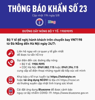 Khẩn: Bộ Y tế tìm kiếm những hành khách trên chuyến bay VN7198 từ Đà Nẵng đến Hà Nội ngày 24/7 - Ảnh 1.