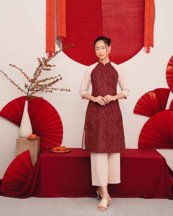 8 mẫu áo dài đỏ từ 450k nổi bật và tươi tắn hết sức để diện dịp đón năm mới - Ảnh 9.