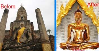 Xe cẩu đứt dây làm bức tượng Phật 5,5 tấn rơi xuống đất - Điều bất ngờ lộ ra khiến người chứng kiến kinh ngạc - Ảnh 1.