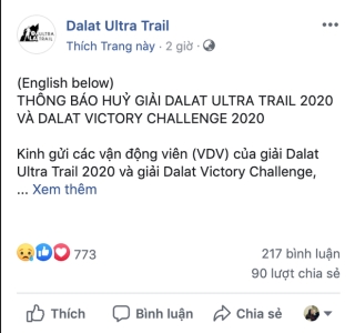 Huỷ giải Dalat Ultra Trail 2020 và Dalat Victory Challenge sau T*i n*n của nam vận động viên marathon - Ảnh 1.