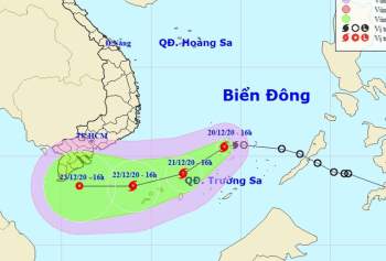 Bão số 14 (bão Krovanh) đang di chuyển hướng về khu vực tỉnh Cà Mau. Ảnh: dantri.com.vn
