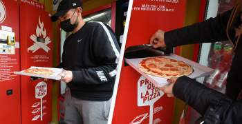 Độc đáo máy bán pizza tự động thơm giòn ở Italia