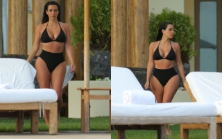 Kim Kardashian cũng là người khá chuộng style bikini retro này, thiết kế này còn giúp những người có body “mũm mĩm” che đi phần vòng 2 mỡ thừa của mình