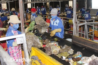 -Phân loại rác thủ công để sản xuất compost tại Khu xử lý chất thải Quang Trung (H.Thống Nhất)
