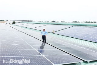 Mô hình điện mặt trời mái nhà, một trong những nguồn năng lượng tái tạo được ưu tiên phát triển. Ảnh: Hoàng Lộc
