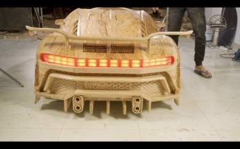 Độc nhất vô nhị: Bố trẻ dành 40 ngày làm siêu xe Bugatti Centodieci bằng gỗ tặng con trai - Ảnh 4.