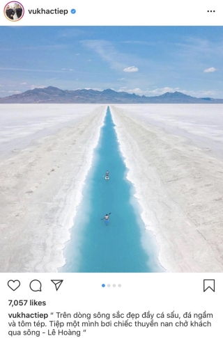 Địa điểm nơi Vũ Khắc Tiệp “mượn ảnh” để đăng lên Instagram: Hồ muối “ảo diệu” nhất nước Mỹ, khách du lịch check-in nườm nượp - Ảnh 1.