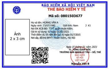 Mẫu thẻ BHYT mới áp dụng từ ngày 1/4/2021. Ảnh: BHXH Việt Nam