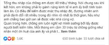 Moi thang chong dua vo 30 trieu, tuyen bo 