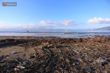 Chùm ảnh: 3.000 tấn rác dạt vào bãi biển Đà Nẵng sau bão số 13 - Ảnh 2.
