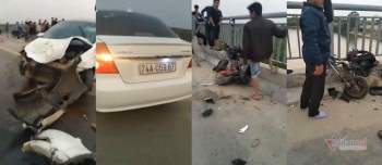 Ô tô đâm loạt xe đạp điện trên cầu, học sinh ở Quảng Trị rơi xuống sông Tu vong - Ảnh 1.