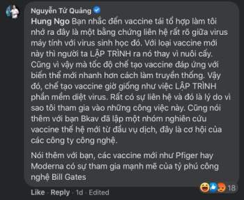 BS Nguyễn Huy Hoàng phản bác CEO BKAV Nguyễn Tử Quảng: Chế tạo vaccine giống phần mềm diệt virus là quan điểm phản khoa học - Ảnh 1.