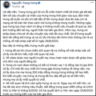 Nguyễn Trọng Hưng khẳng định Âu Hà My không mang thai, nhận sai khi chưa ly hôn đã tìm hiểu người mới - Ảnh 1.