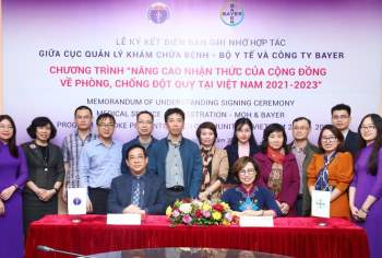 Bayer Việt Nam và Cục Quản lý Khám, chữa bệnh (QLKCB) ký Biên bản ghi nhớ xây dựng “Kênh thông tin điện tử Phòng chống đột quỵ dành cho người bệnh và cộng đồng giai đoạn 2021 - 2023”.