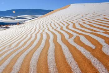 Tuyết rơi hiếm hoi ở sa mạc Sahara -0