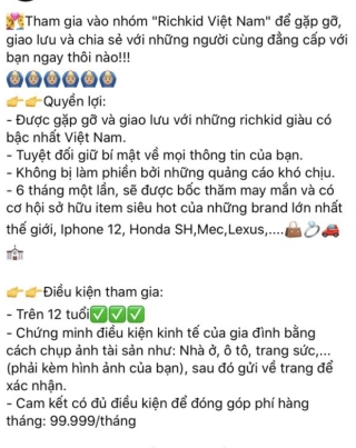 Một Fanpage rich kid Việt Nam đăng bài tuyển thành viên: Yêu cầu trên 12 tuổi, có ảnh chứng minh độ giàu và phí tham gia 5 triệu/ tháng - Ảnh 4.