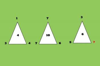 Dấu chấm hỏi nằm ở hình tam giác thứ ba là số mấy?