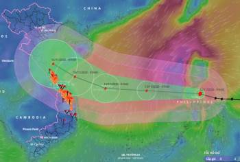 Hướng di chuyển của bão Vamco trong sáng 12/11/2020. Ảnh: baohatinh.vn