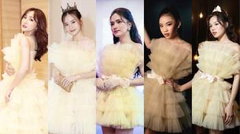 Chị em Nam Anh - Nam Em, siêu mẫu Võ Hoàng Yến... cả Vbiz hóa công chúa kiêu sa trong những thiết kế váy áo bay bổng - Ảnh 2.