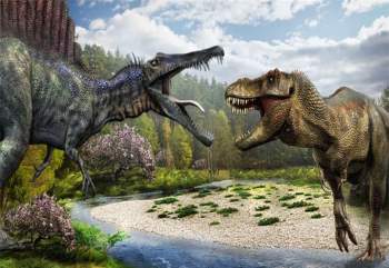 Cuộc đối đầu giữa Spinosaurus và khủng long bạo chúa.