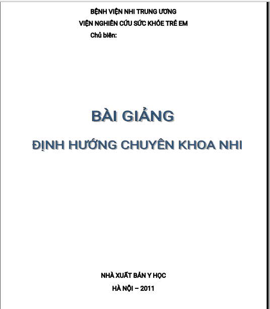 [PDF] Bài Giảng Định Hướng Chuyên Khoa Nhi – Bệnh Viện Nhi Trung Ương