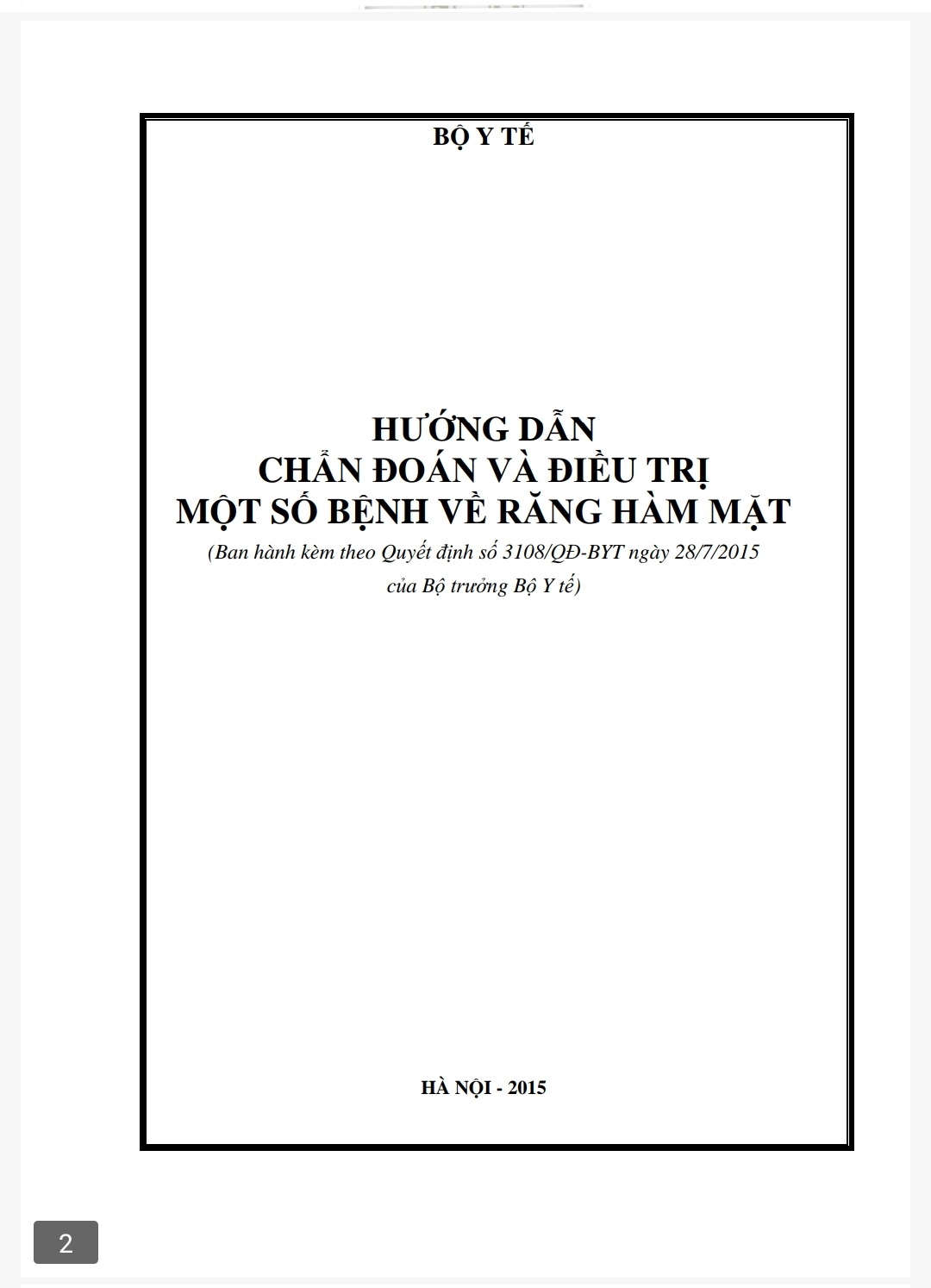 [Tài Liệu] Hướng Dẫn Chẩn Đoán Và Điều Trị Một Số Bệnh Về Răng Hàm Mặt – Bộ Y Tế