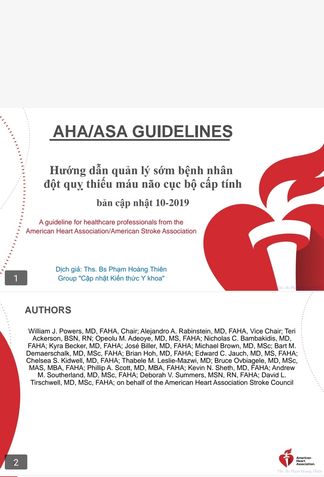 [Tài Liệu] Hướng Dẫn Quản Lý Đột Quỵ Thiếu Máu Não 2019 – AHA/ASA Guidelines