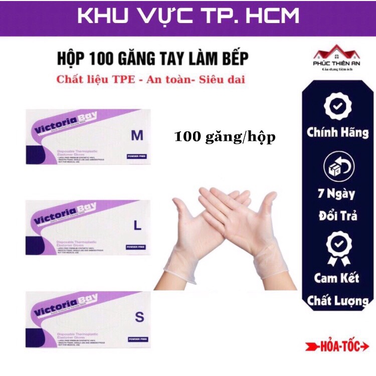 [FreeShip HCM] Hộp 100 găng tay nấu ăn siêu dai Victoria Bay