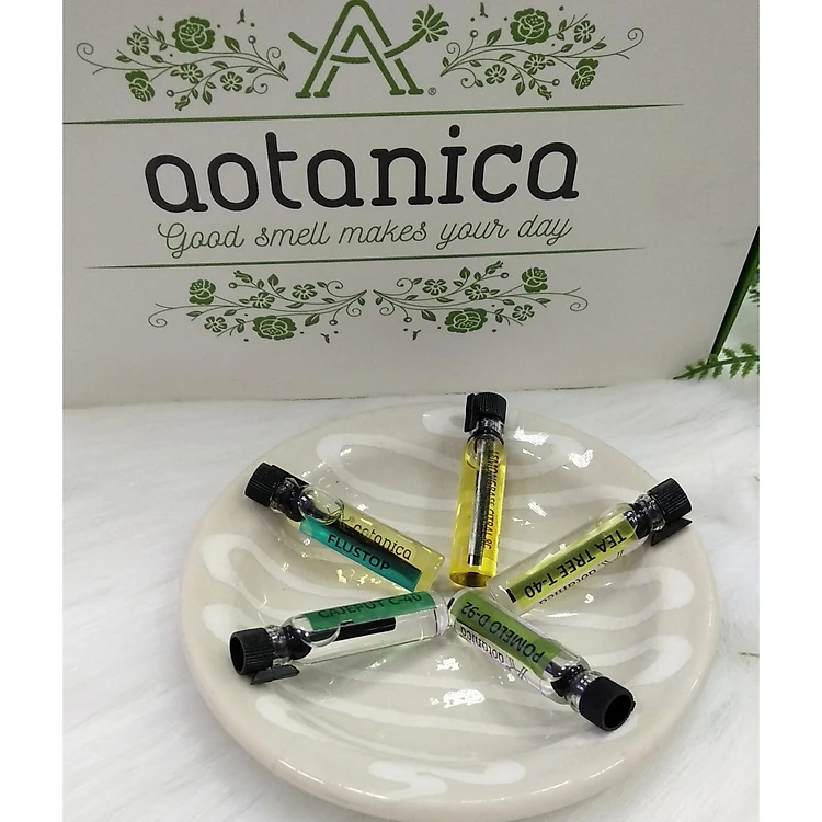 Combo 5 tinh dầu phân đoạn Aotanica, giải cảm, tràm gió, tràm trà, sả chanh, bưởi 1ml