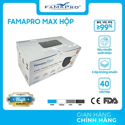 [HỘP - FAMAPRO MAX] - Khẩu trang y tế kháng khuẩn 4 lớp Famapro Max (40 cái/ hộp) - 1 HỘP