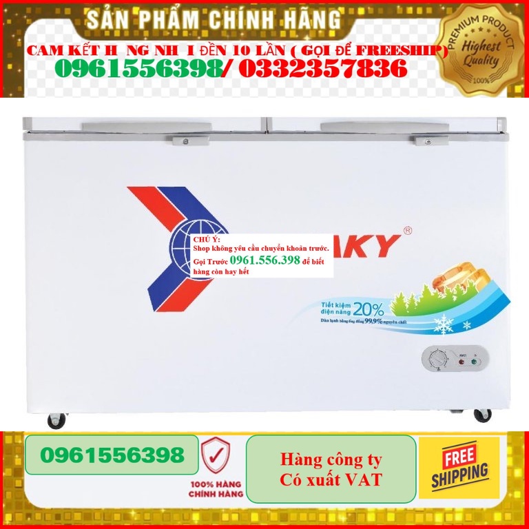 [CHÍNH HÃNG] Tủ đông SANAKY VH-4099W1 280 lít - 1 NGĂN ĐÔNG 1 NGĂN MÁT, DÀN LẠNH ĐỒNG, MIỄN PHÍ GIAO HÀNG HCM