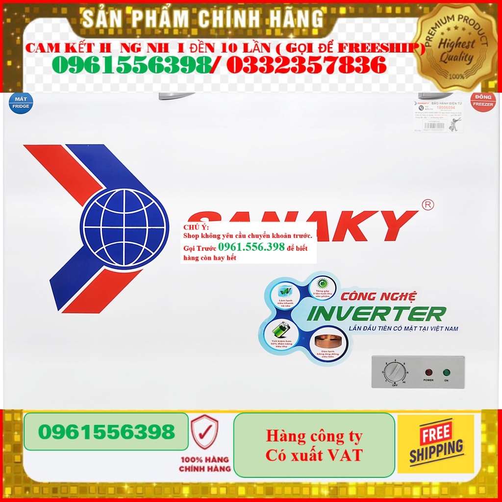 [CHÍNH HÃNG] Tủ đông mát Sanaky Inverter 280 lít VH-4099W4K 2 ngăn 2 cửa, Dàn lạnh Đồng - giao hàng miễn phí HCM