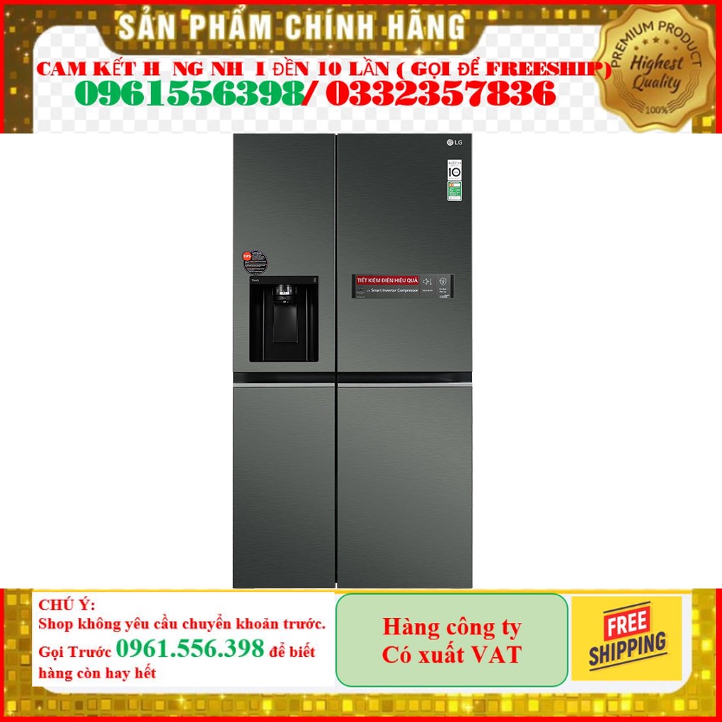 [CHÍNH HÃNG] Tủ lạnh LG Side by side Smart Inverter™ với công nghệ DoorCooling+™ và ngăn lấy nước ngoài Uvnano 635L