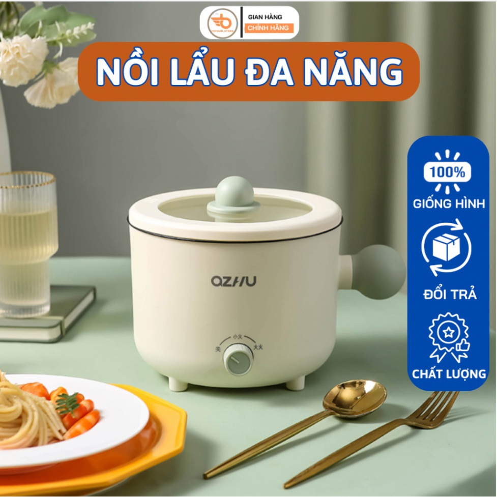 Nồi điện đa năng , nồi lẩu mini đa năng kèm khay hấp, chất liệu chống dính[lẩu lúm tròn]