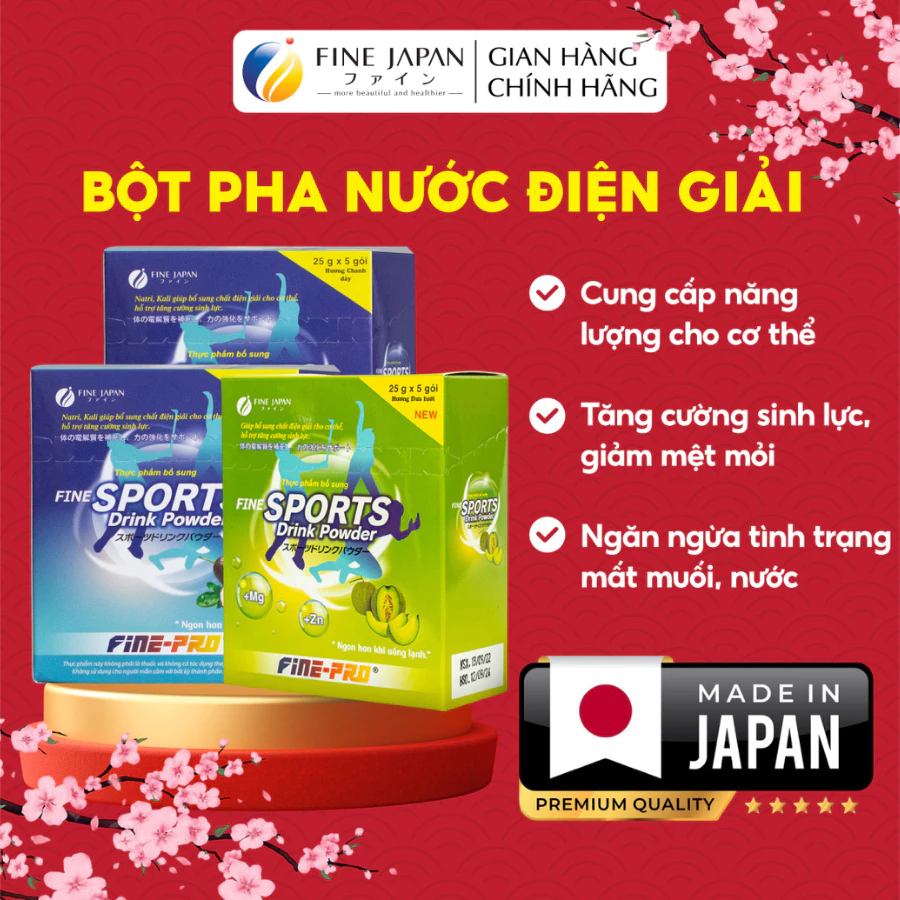 Bột pha nước điện giải Sport Drink FINE JAPAN hương chanh dây hộp 5 gói