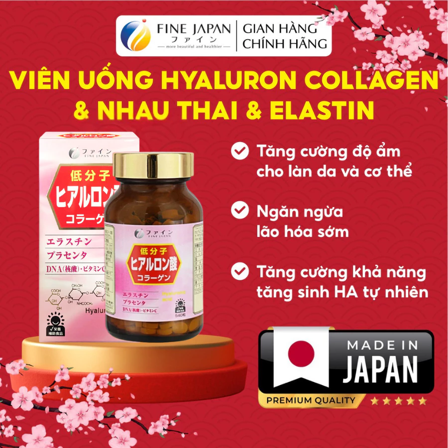 Viên uống Hyaluron Collagen & Elastin FINE JAPAN ngăn ngừa lão hoá lọ 540 viên