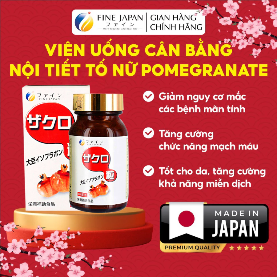 Viên uống cân bằng nội tiết tố nữ Pomegranate Tablet FINE JAPAN lọ 450 viên